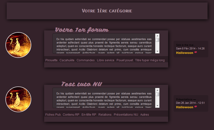 Codage catégories bandeau violettes Halloween Forumactif